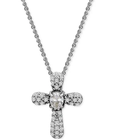 Giani Bernini Cubic Zirconia Cross Pendant Necklace (1/2 C.t. T.w.) In 18k Gold Over Sterling Silver, 16" + 2" Ext