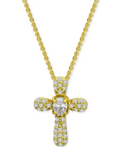 Giani Bernini Cubic Zirconia Cross Pendant Necklace (1/2 C.t. T.w.) In 18k Gold Over Sterling Silver, 16" + 2" Ext