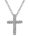 Giani Bernini Cubic Zirconia Cross Pendant Necklace, 16" + 2" Extender, Exclusively At Macy's
