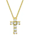 Giani Bernini Cubic Zirconia Cross Pendant Necklace, 16" + 2" Extender, Exclusively At Macy's In Gold