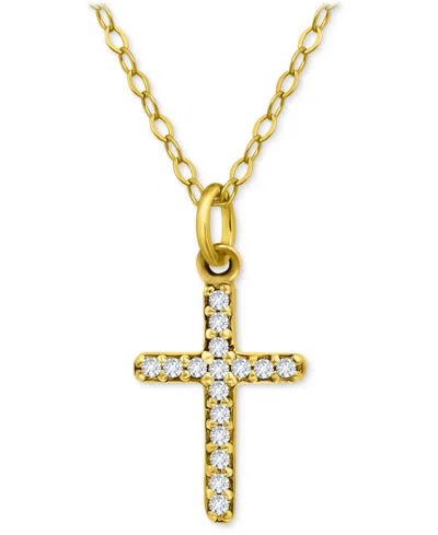 Giani Bernini Cubic Zirconia Cross Pendant Necklace, 16" + 2" Extender, Exclusively At Macy's In Gold