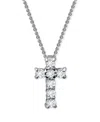 Giani Bernini Cubic Zirconia Cross Pendant Necklace, 16" + 2" Extender, Exclusively At Macy's In Silver