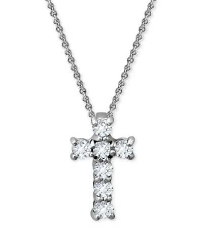 Giani Bernini Cubic Zirconia Cross Pendant Necklace, 16" + 2" Extender, Exclusively At Macy's In Gold