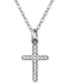 Giani Bernini Cubic Zirconia Cross Pendant Necklace, 16" + 2" Extender, Exclusively At Macy's In Silver