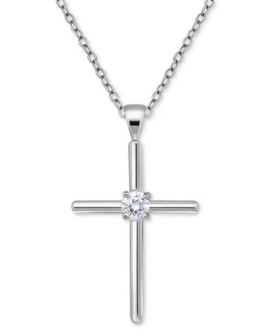 Giani Bernini Cubic Zirconia Cross Pendant Necklace (3/8 Ct. T.w.) In Sterling Silver, 16" + 2" Extender