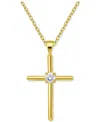 Giani Bernini Cubic Zirconia Cross Pendant Necklace (3/8 Ct. T.w.) In Sterling Silver, 16" + 2" Extender In Gold