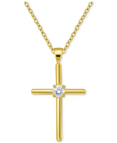 Giani Bernini Cubic Zirconia Cross Pendant Necklace (3/8 Ct. T.w.) In Sterling Silver, 16" + 2" Extender In Gold