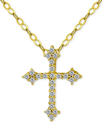Giani Bernini Cubic Zirconia Cross Pendant Necklace In 18k Gold-plated Sterling Silver, 16" + 2" Extender, Exclusi In Yy