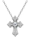 Giani Bernini Cubic Zirconia Cross Pendant Necklace In Sterling Silver, 16" +2" Extender, Exclusively At Macy's In Silver