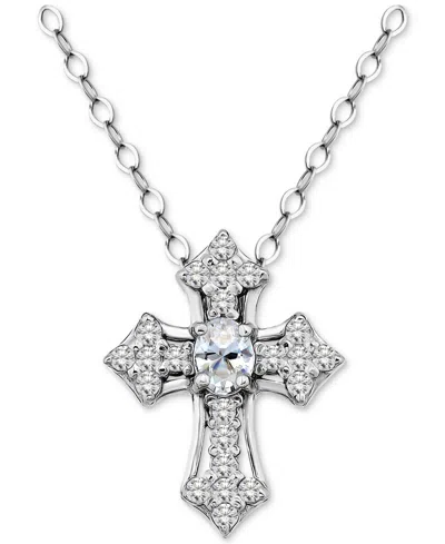 Giani Bernini Cubic Zirconia Cross Pendant Necklace In Sterling Silver, 16" +2" Extender, Exclusively At Macy's