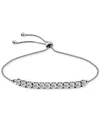 Giani Bernini Cubic Zirconia Curved Bar Bolo Bracelet, Created For Macy's In Sterling Silver