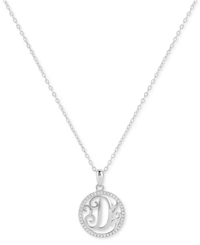 Giani Bernini Cubic Zirconia D Monogram 18" Pendant Necklace In Sterling Silver, Created For Macy's In Metallic