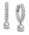 Giani Bernini Cubic Zirconia Dangle Drop Huggie Hoop Earring In Sterling Silver Or 18k Gold Over Silver (also Avai In White,silver
