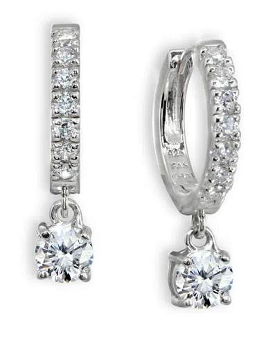 Giani Bernini Cubic Zirconia Dangle Drop Huggie Hoop Earring In Sterling Silver Or 18k Gold Over Silver (also Avai In White,silver