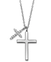 Giani Bernini Cubic Zirconia Double Cross 18" Pendant Necklace In Sterling Silver In Silver