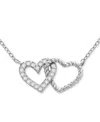 Giani Bernini Cubic Zirconia Double Heart Necklace (1/4 Ct. T.w.) In Sterling Silver, 16" + 2" Extender In Silver