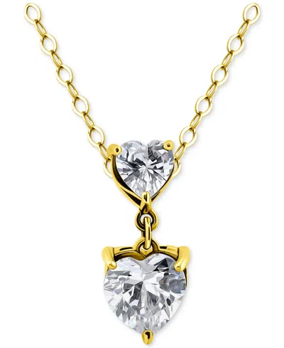Giani Bernini Cubic Zirconia Double Heart Pendant Necklace, 16" + 2" Extender, Exclusively At Macy's In Gold