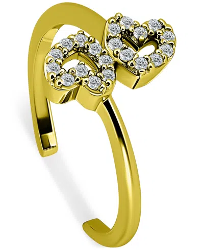 Giani Bernini Cubic Zirconia Double Heart Toe Ring, Created For Macy's In Gold