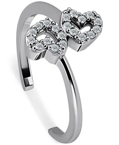 Giani Bernini Cubic Zirconia Double Heart Toe Ring, Created For Macy's In Silver