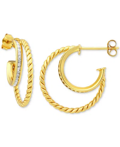 Giani Bernini Cubic Zirconia Double Small Hoop Earrings, 0.75", Created For Macy's In Gold