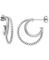 Giani Bernini Cubic Zirconia Double Small Hoop Earrings, 0.75", Created For Macy's In Silver