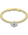 Giani Bernini Cubic Zirconia Evil Eye Charm Bismark Chain Bracelet, Created For Macy's In Yellow