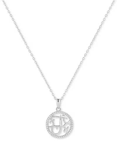 Giani Bernini Cubic Zirconia F Monogram 18" Pendant Necklace In Sterling Silver, Created For Macy's In Metallic