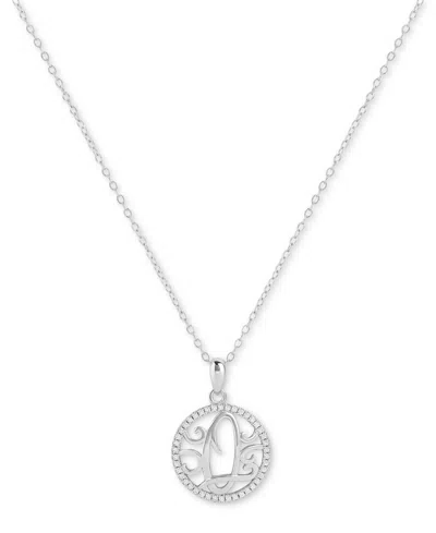 Giani Bernini Cubic Zirconia Filigree Initial Q Monogram 18" Pendant Necklace In Sterling Silver, Macy's Exclusive