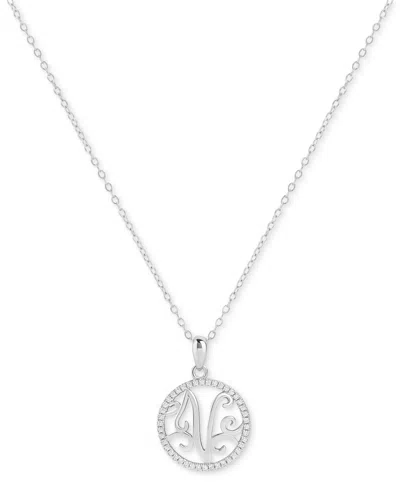 Giani Bernini Cubic Zirconia Filigree Initial V Monogram 18" Pendant Necklace In Sterling Silver, Macy's Exclusive In White