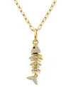 Giani Bernini Cubic Zirconia Fishbone Pendant Necklace, 16" + 2" Extender, Exclusively At Macy's