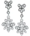Giani Bernini Cubic Zirconia Flower Drop Earrings In Sterling Silver, Created For Macy's In Silver