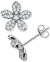 Giani Bernini Cubic Zirconia Flower Stud Earrings In Sterling Silver, Created For Macy's In Silver