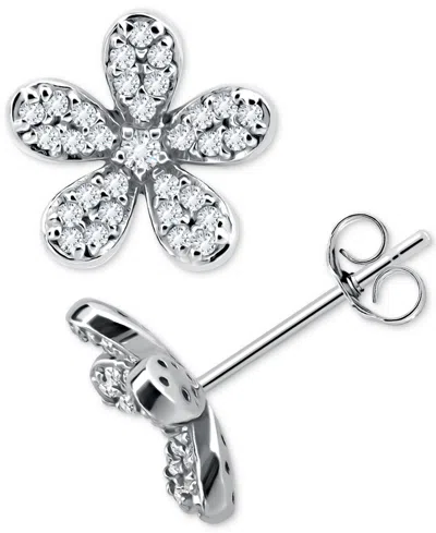 Giani Bernini Cubic Zirconia Flower Stud Earrings In Sterling Silver, Created For Macy's