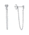 Giani Bernini Cubic Zirconia Front Back Post Chain Earrings In Sterling Silver In White