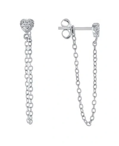 Giani Bernini Cubic Zirconia Front Back Post Chain Earrings In Sterling Silver In White