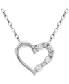 Giani Bernini Cubic Zirconia Half Heart Pendant Necklace In Sterling Silver, 16" + 2" Extender, Macy's Exclusive In Silver