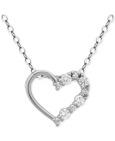 Giani Bernini Cubic Zirconia Half Heart Pendant Necklace In Sterling Silver, 16" + 2" Extender, Macy's Exclusive