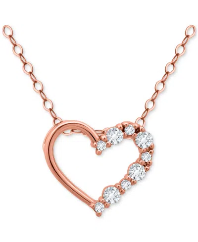 Giani Bernini Cubic Zirconia Half Heart Pendant Necklace In Sterling Silver, 16" + 2" Extender, Macy's Exclusive In Pink