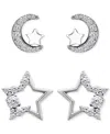 Giani Bernini Cubic Zirconia Half Moon & Star 2-pc. Set Stud Earrings (1-3/8 Ct. T.w.) In 18k Gold Over Sterling S In Sterling Silver