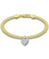 Giani Bernini Cubic Zirconia Heart Charm Bismark Chain Bracelet, Created For Macy's In Yellow