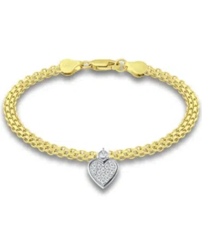 Giani Bernini Cubic Zirconia Heart Charm Bismark Chain Bracelet, Created For Macy's In Yellow