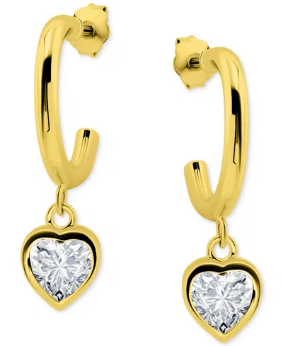 Giani Bernini Cubic Zirconia Heart Charm Half Hoop Earrings In Gold
