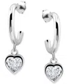 Giani Bernini Cubic Zirconia Heart Charm Half Hoop Earrings In Silver