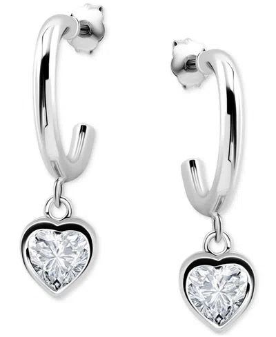 Giani Bernini Cubic Zirconia Heart Charm Half Hoop Earrings In Metallic