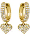 Giani Bernini Cubic Zirconia Heart Charm Hoop Earrings (1-1/20 Ct. T.w.), Exclusively At Macy's In Gold