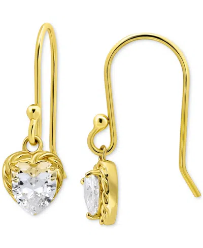 Giani Bernini Cubic Zirconia Heart Drop Earrings, Exclusively At Macy's In Gold