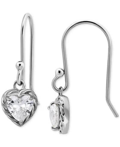 Giani Bernini Cubic Zirconia Heart Drop Earrings, Exclusively At Macy's In Silver
