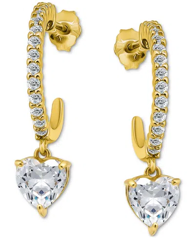 Giani Bernini Cubic Zirconia Heart Hoop Earrings (3-1/20 Ct. T.w.) In 18k Gold Over Sterling Silver