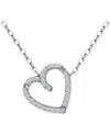 Giani Bernini Cubic Zirconia Heart Pendant Necklace, 16" + 2" Extender, Created For Macy's In Silver