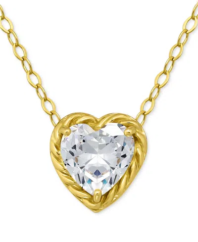 Giani Bernini Cubic Zirconia Heart Pendant Necklace, 16" + 2" Extender, Exclusively At Macy's In Gold